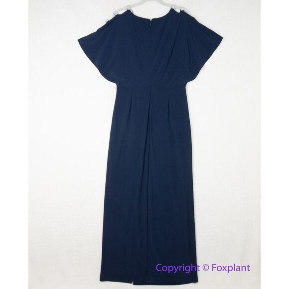 New! Alex Evenings Long Knot Dress with Embellished Short Sleeve,‎ size 14 - Picture 10 of 16